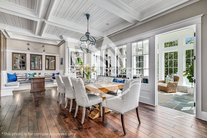 A bight, inviting private dining room in Senior Living